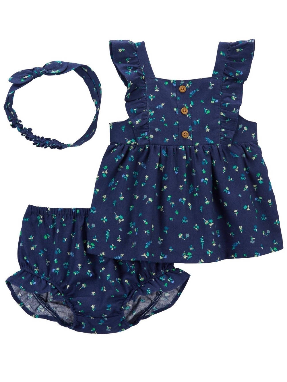 Carter’s Baby Girl 12M 2 Outfit Bundle Dresses Bloomers + Headbands